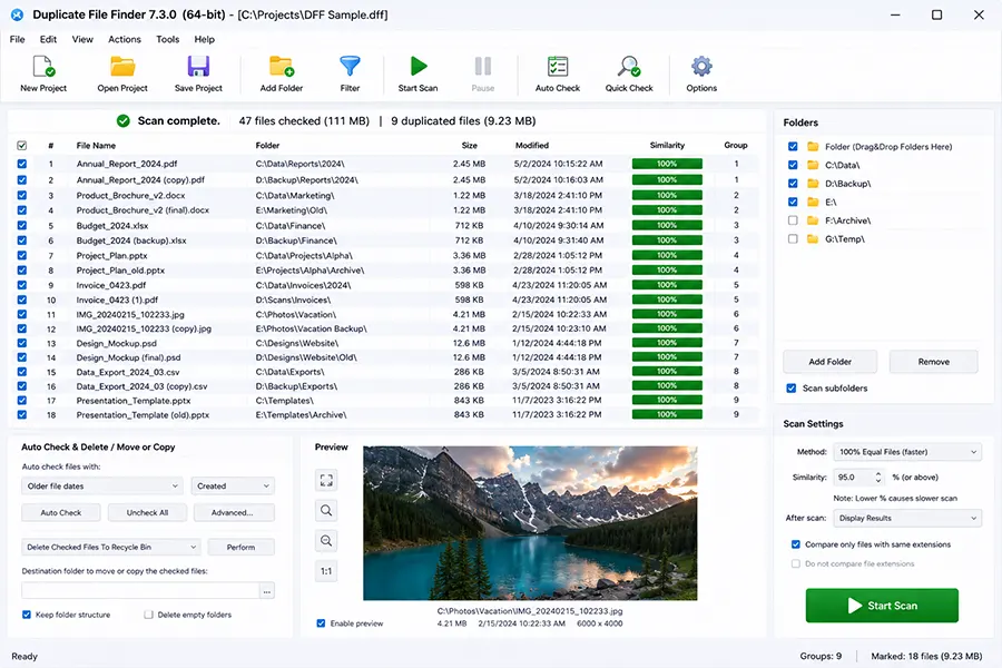 Duplicate File Finder Screenshot