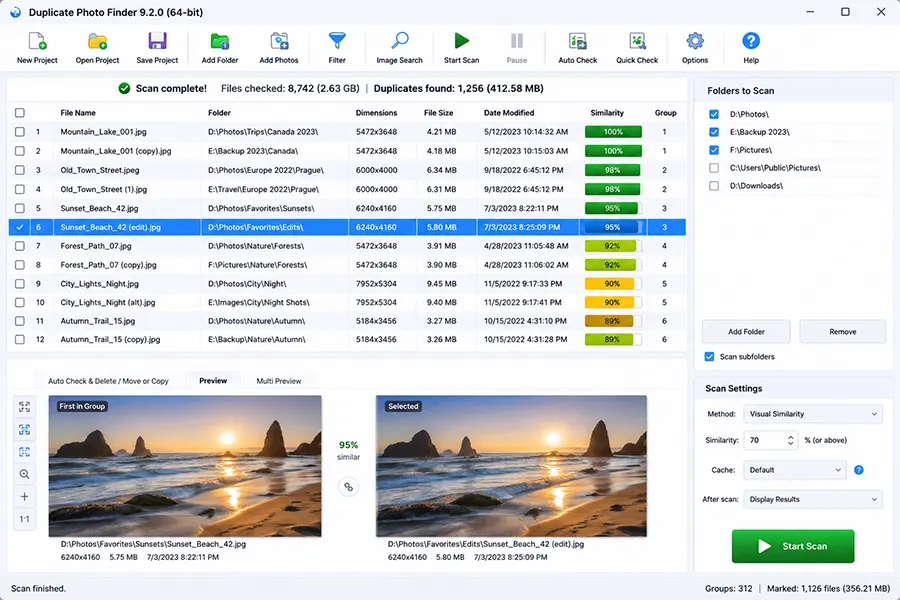 Duplicate Photo Finder Screenshot